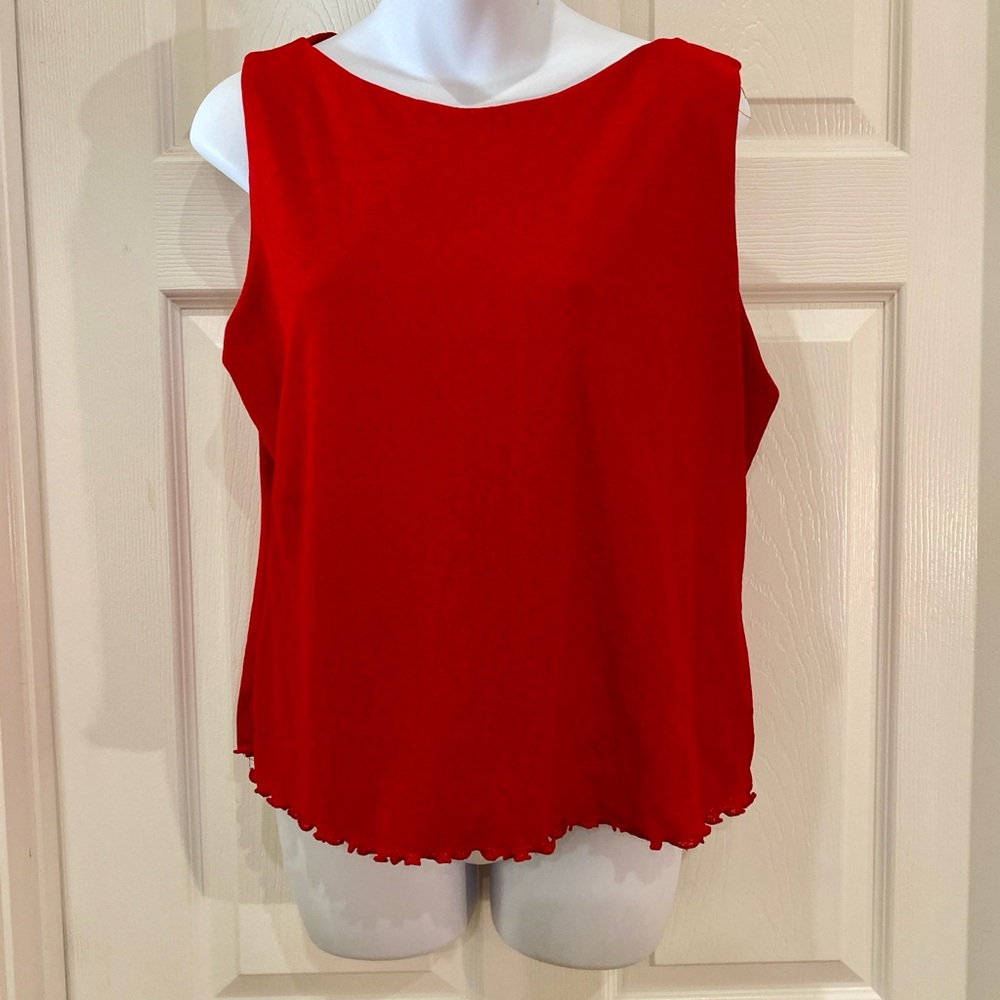 Vibrant Red Sleeveless Top with Lining | XL